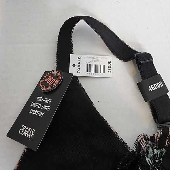 46DDD Lace Wireless Bra Lingerie Boudior Lightly Lined Lace Back Smoothing Flora - Picture 4 of 8